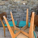 Set of 4 vinyl and wood chairs