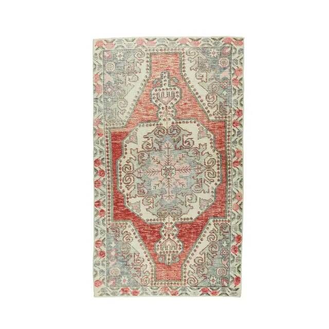 Tapis turc en laine orange fait main, années 1970
