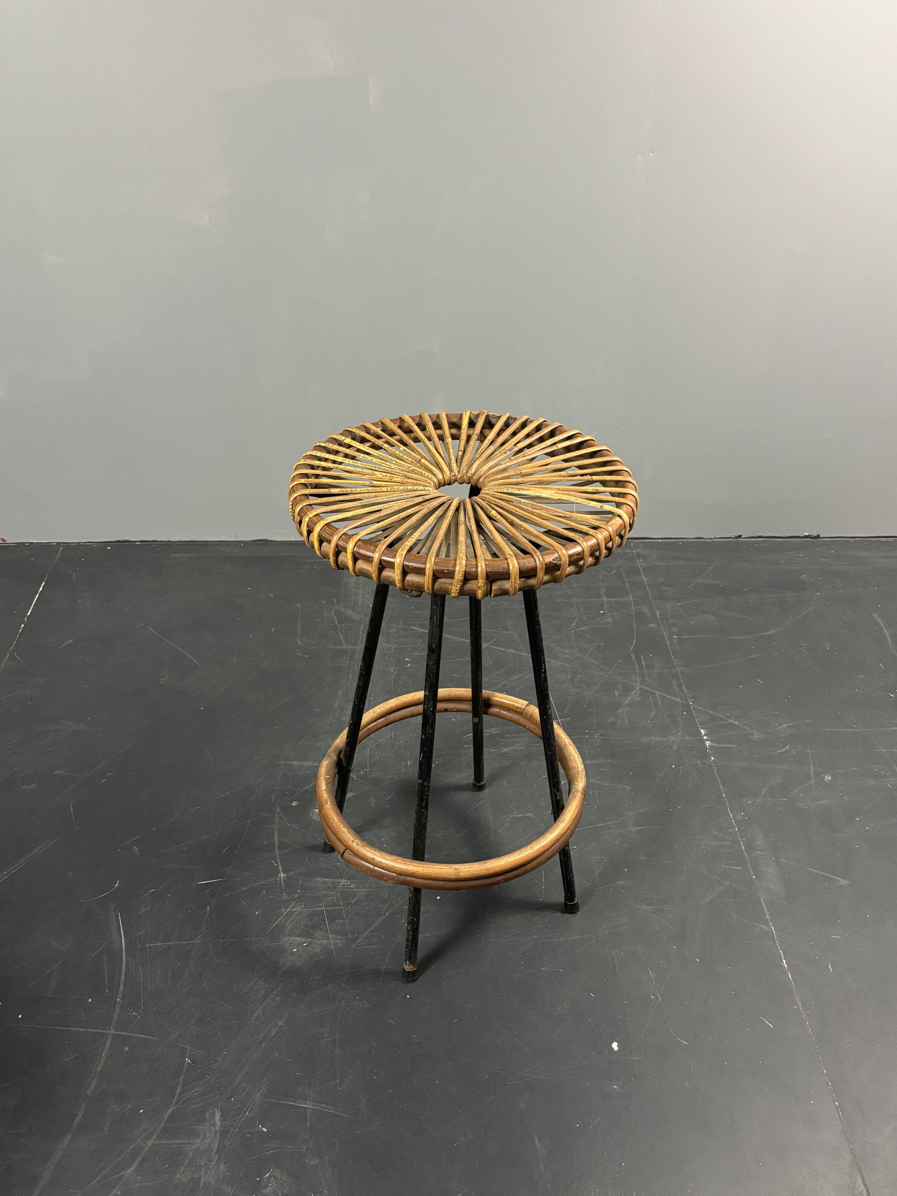 Midcentury Dutch rattan bamboo bar stools by Rohé Noordwolde, 1950s