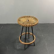 Tabourets de bar en rotin et bambou néerlandais des années 1950 par Rohé Noordwolde.