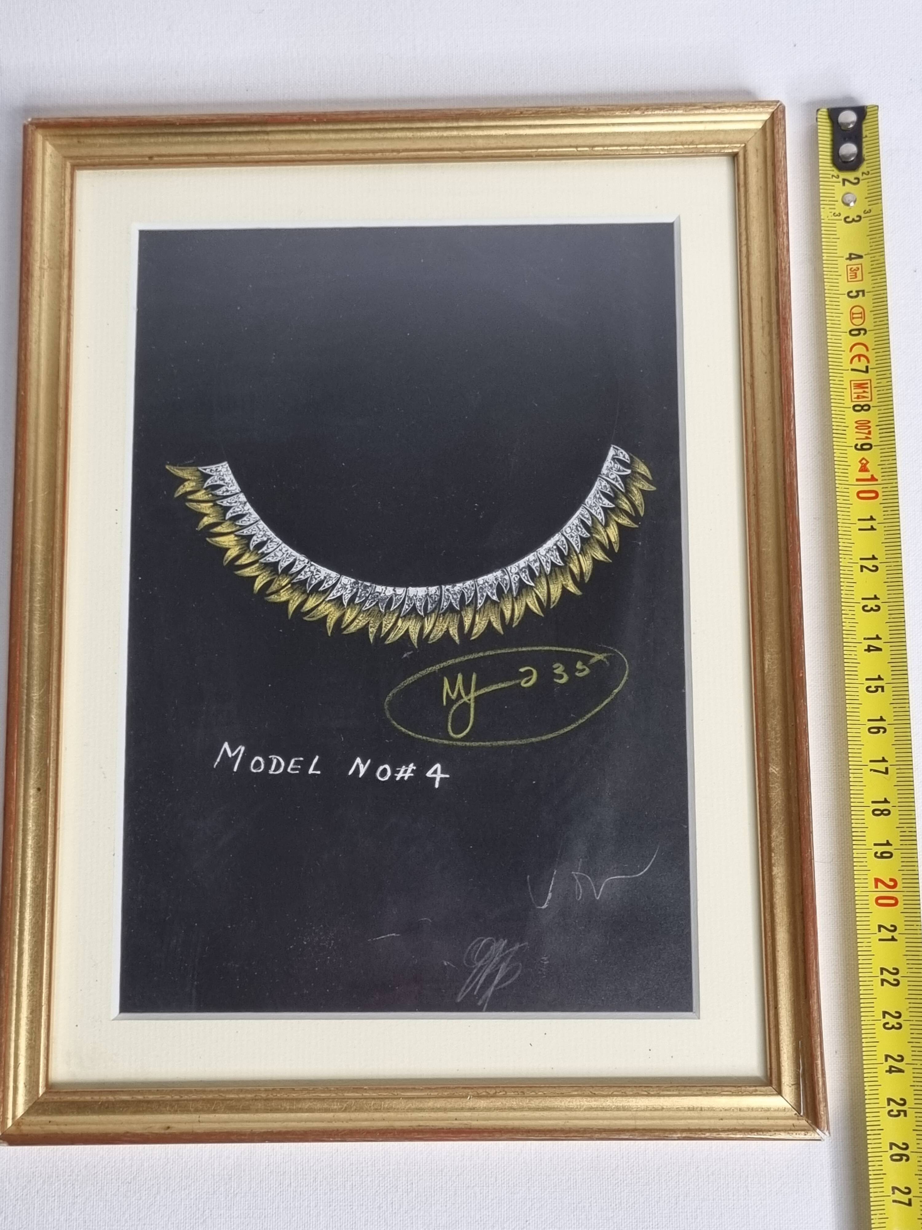 Original 1930s Art Deco Gouache – Unique Jewel Prototype, New York Jeweler