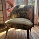 J. Tenreiro, Brazil. Concha armchair with tapered legs, Cluny tapestry 1400.