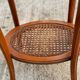 Louis XV oval pedestal table carved in solid cherry wood with cane bedside table