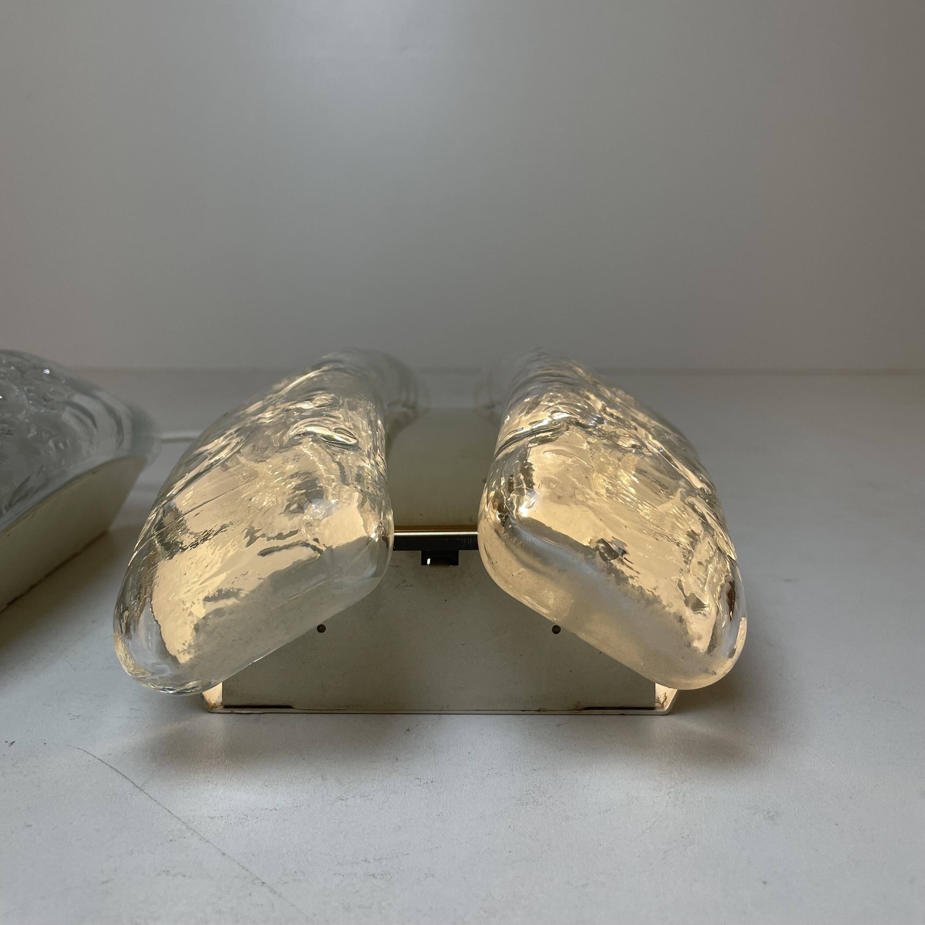 Glass and brass wall lights by Doria, 1960s