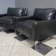 2 black leather Tecta chairs by Hans Konecke 1960s model D45