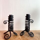 Two push candle holders with handle