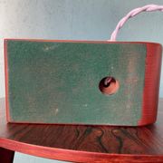 Vintage mid-century modern Danish sculptural teak table lamp