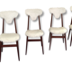 6 chairs in wood and synthetic fur design Italian 1950