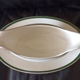 Saucière en faïence Digoin Sarreguemines vert et or