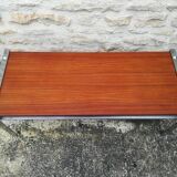 Chrome and teak coffee table