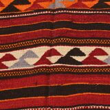 4x9 Red & Blue Turkish Kilim Rug, Living Room Rug, 133x272Cm Vintage Kilim