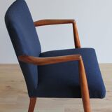 Scandinavian 60's navy blue armchair