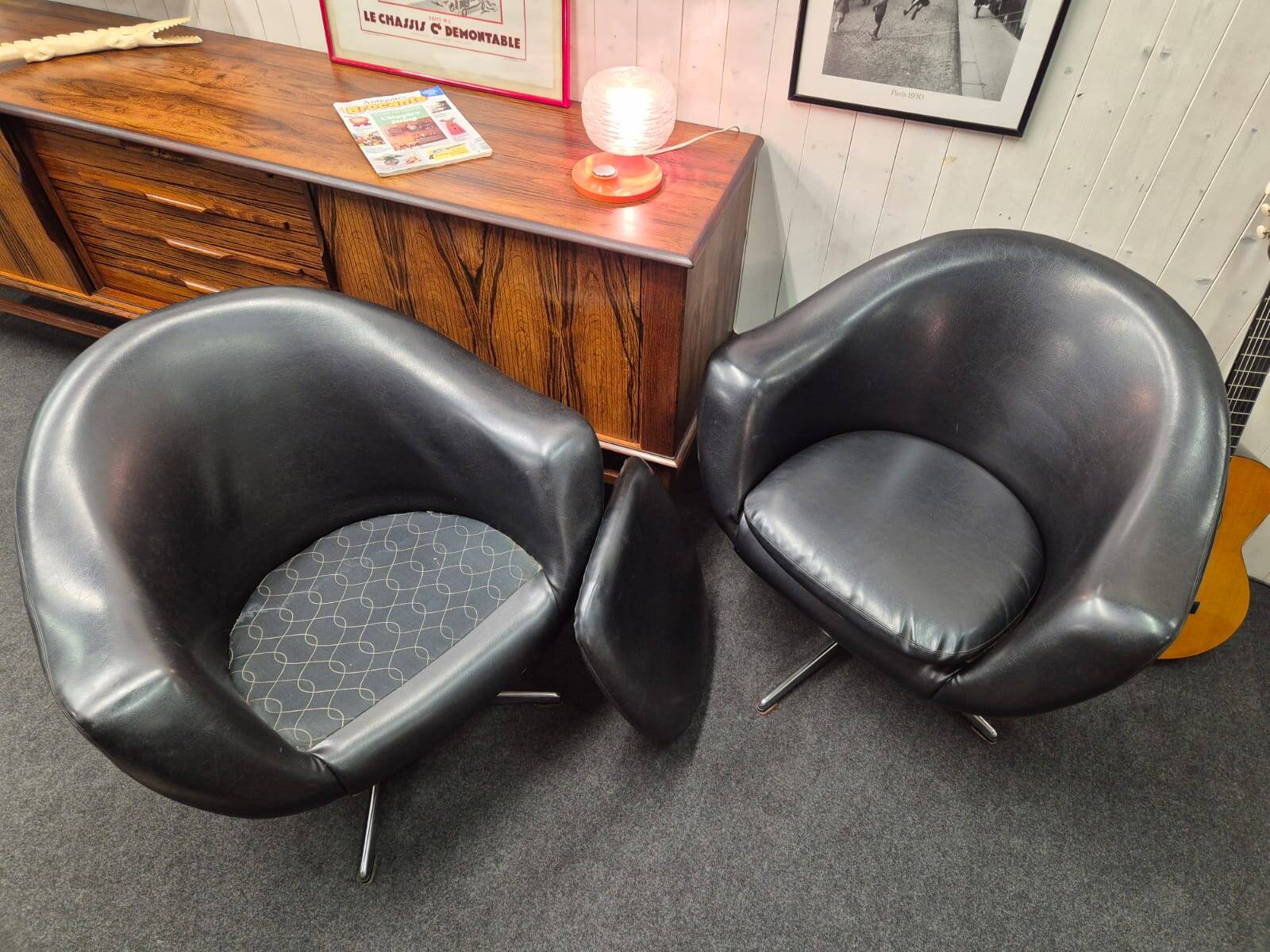Vintage balloon shell armchair