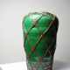 Japanese vase, green ceramic with bamboo lacing, Awaji Yaki, antique 1900-1930.