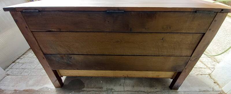 Old solid oak cabinet with its large drawer.