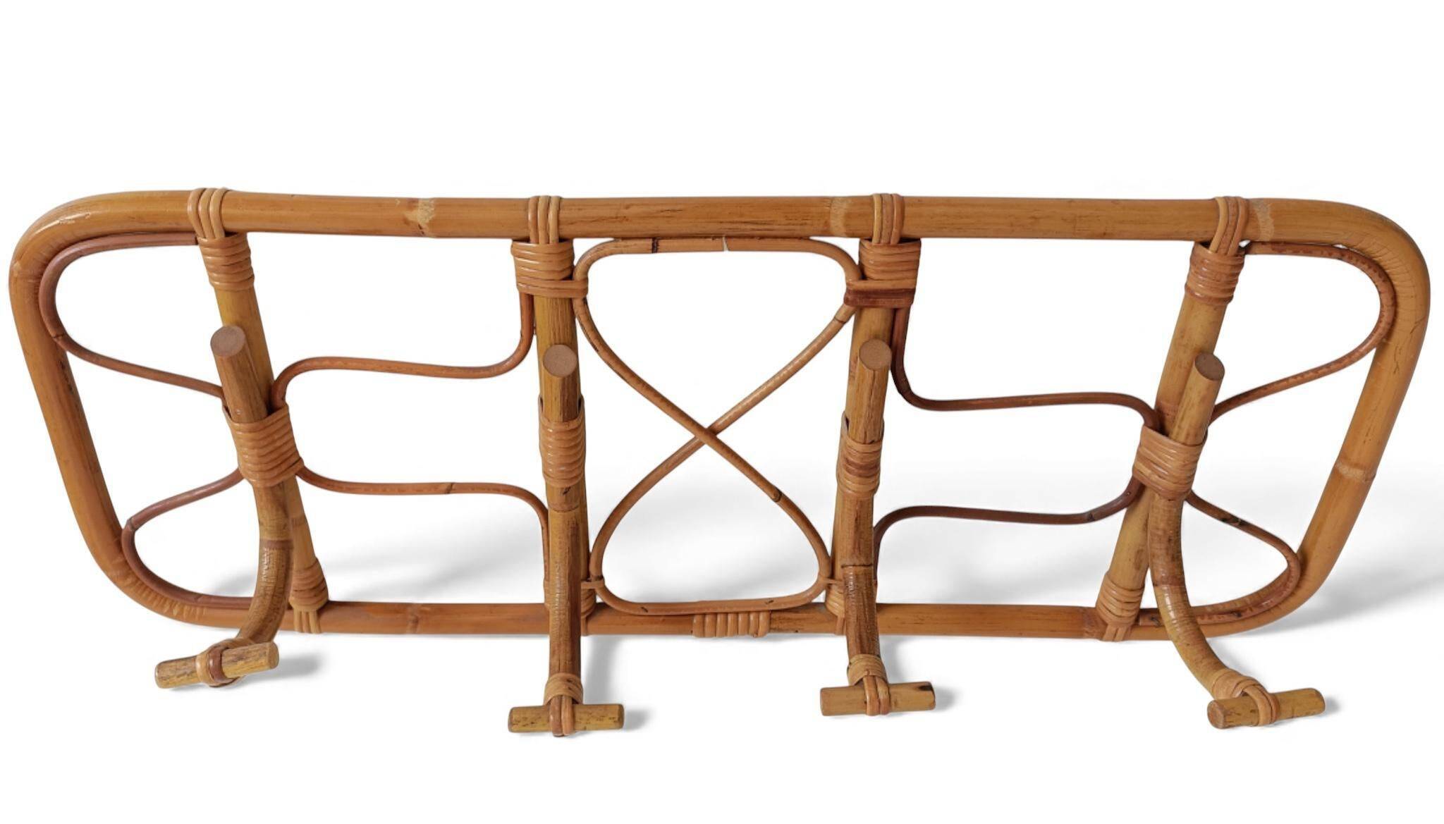Mid-Century Extra-Large Bamboo & Rattan Coat Rack, Tito Agnoli Style