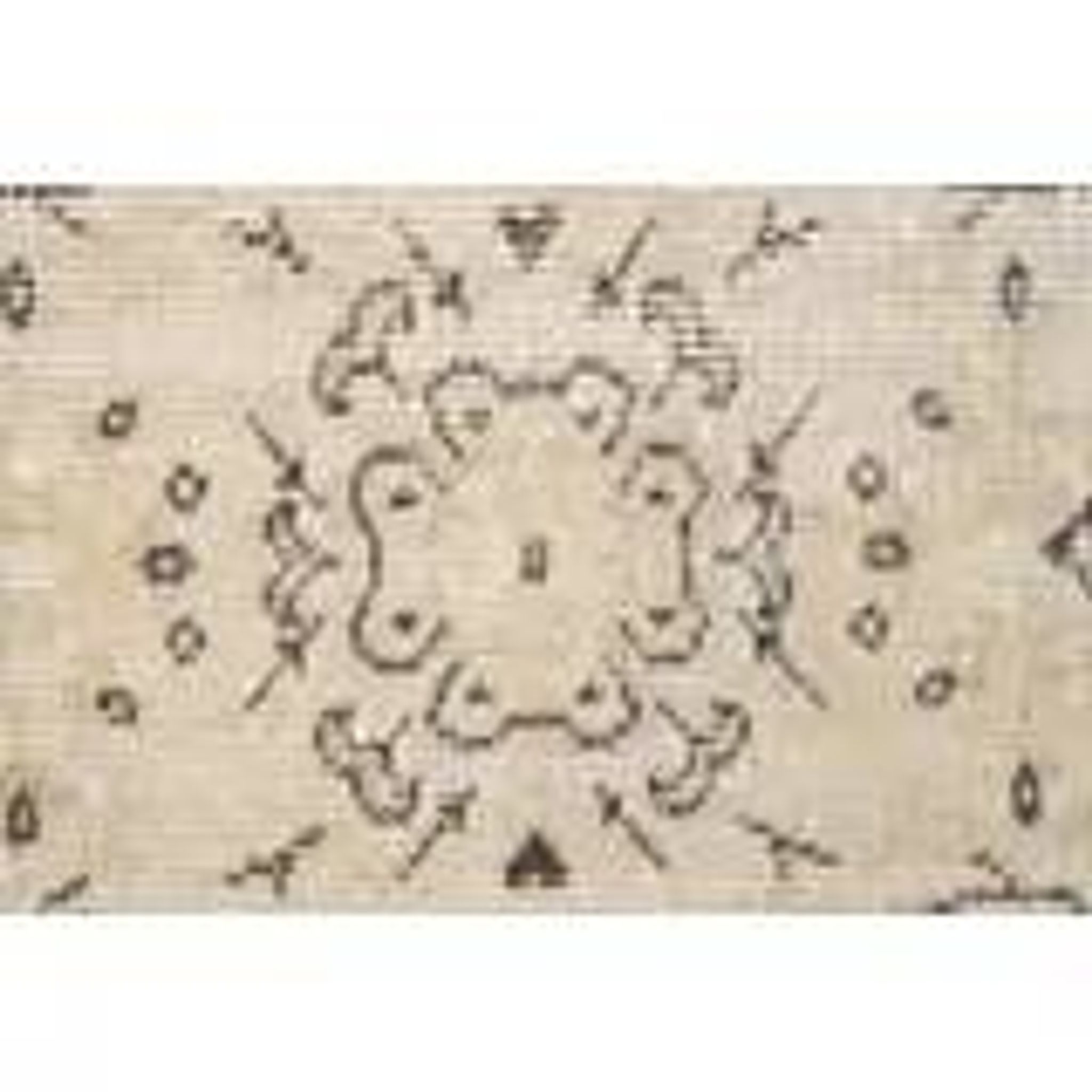 Tapis turc Oushak fait main en laine et coton beige des années 1970 115x202