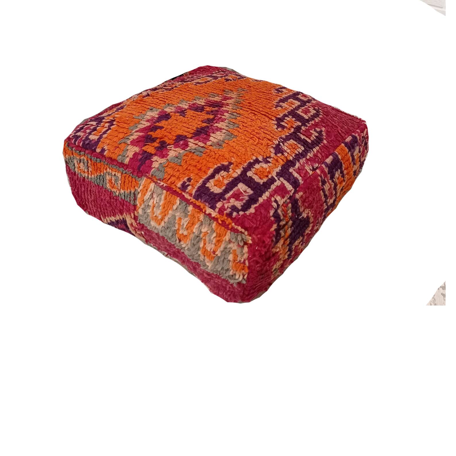 Handmade Berber pouf in wool 60 X 60 X 20 CM