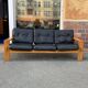 3-seater sofa in oak and leather design Eesko Pajamies for Asko model Bonanza 1970
