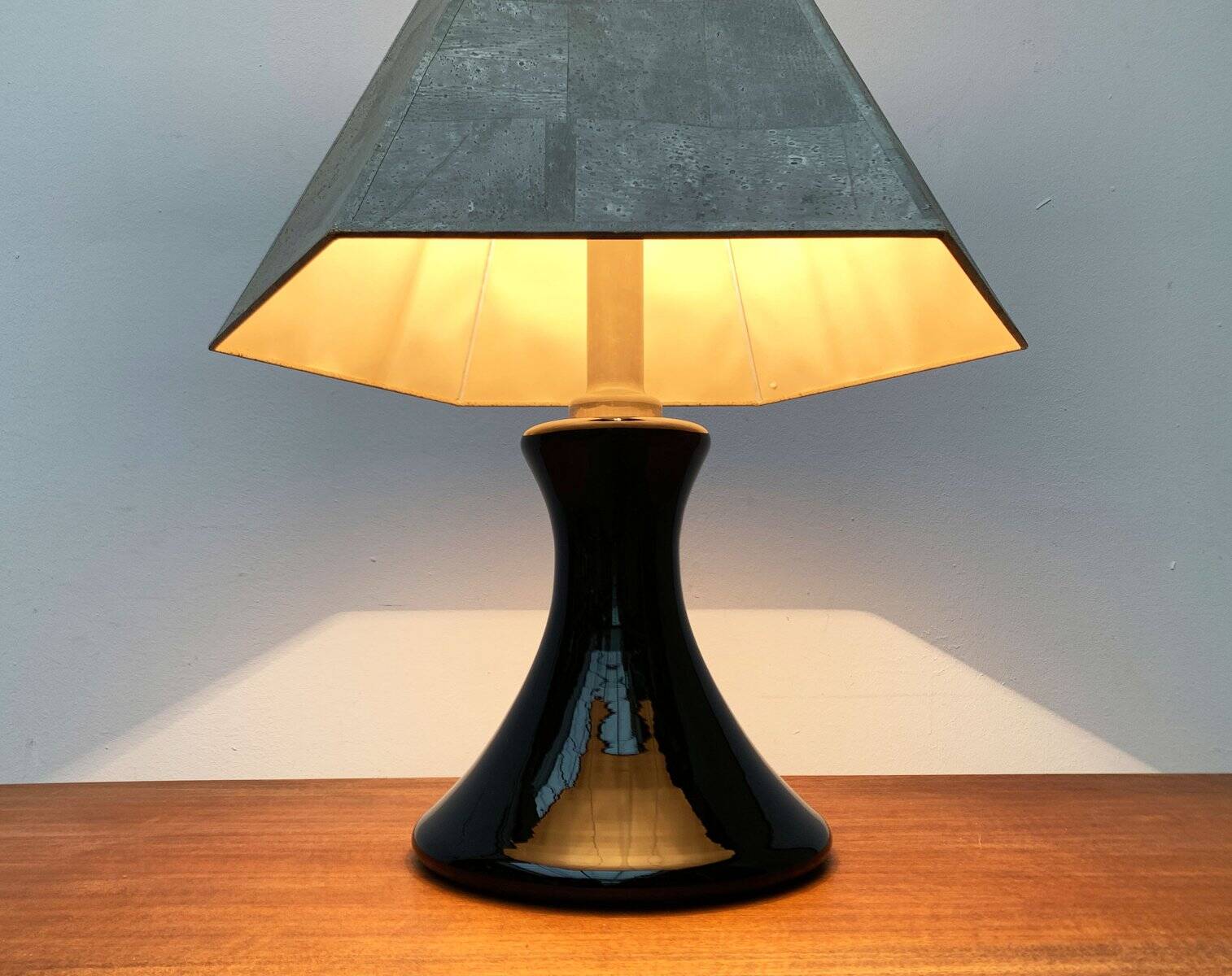 Floor or table lamp in German glass and synthetic cork in M Design style by Ingo Maurer, 1960s.