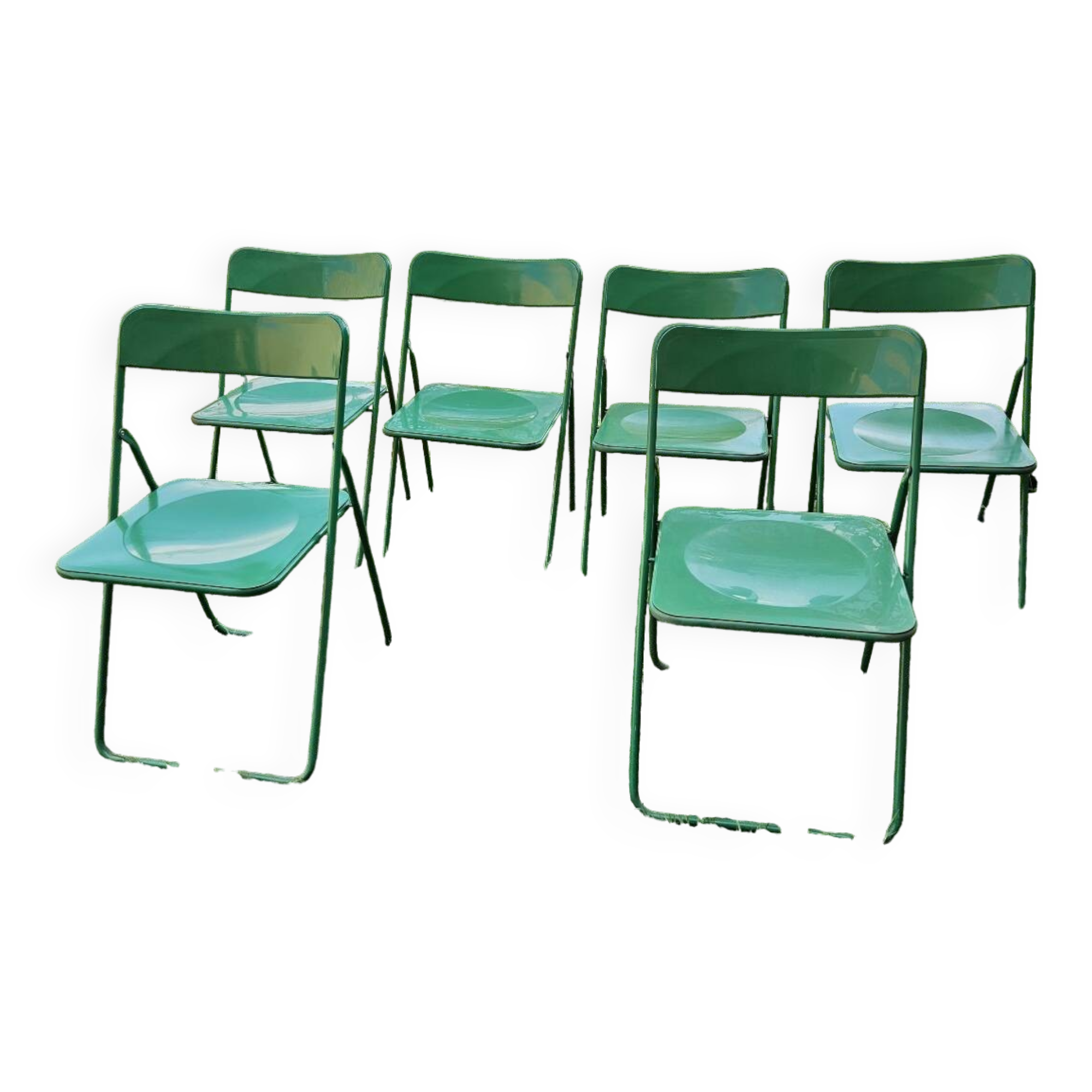 Lot de 6 chaises verte de terrasse pliables