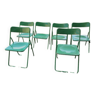 Lot de 6 chaises verte de terrasse pliables
