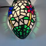 Paire d’appliques murales style Tiffany en mosaïque de verre coloré