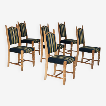 Années 1970, ensemble de 6 chaises de salle à manger danoises, bon état d'origine, meubles en laine.