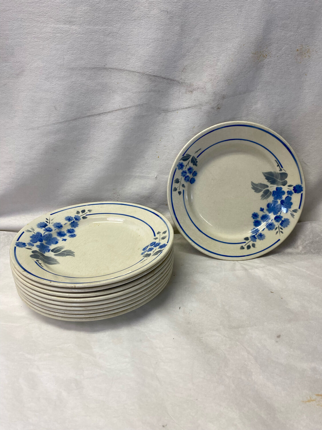Set of 10 old plates PB Rochechouart Limoges
