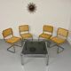 Space coffee table from the 70s, tubular metal and vintage smoked glass