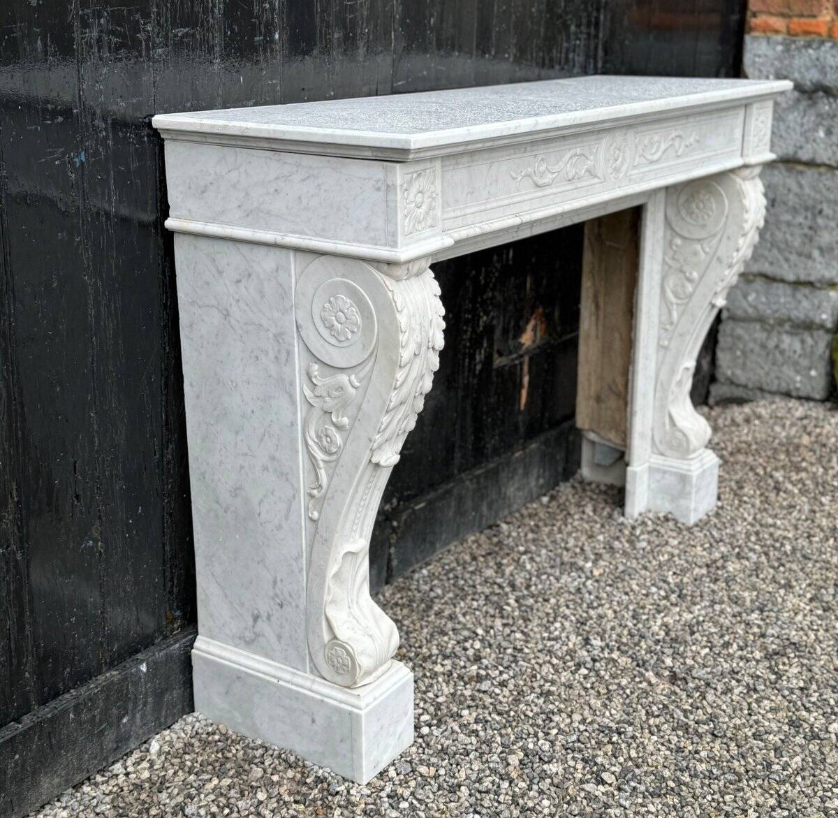 Louis XVI Fireplace In White Carrara Marble Circa 1880
