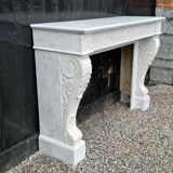Louis XVI Fireplace In White Carrara Marble Circa 1880