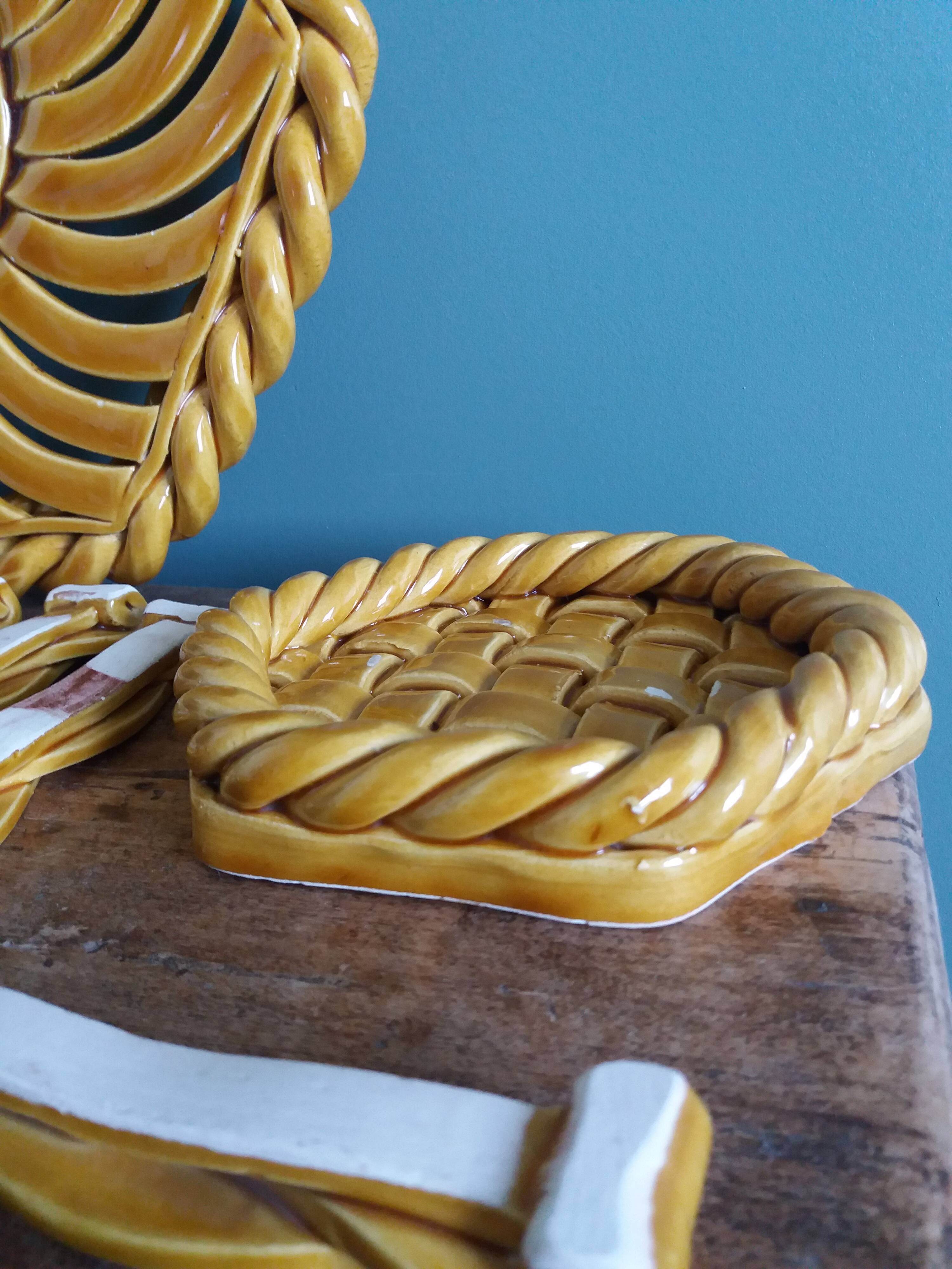 FPP Vallauris barbotine trivets, bottle coasters and knife holders