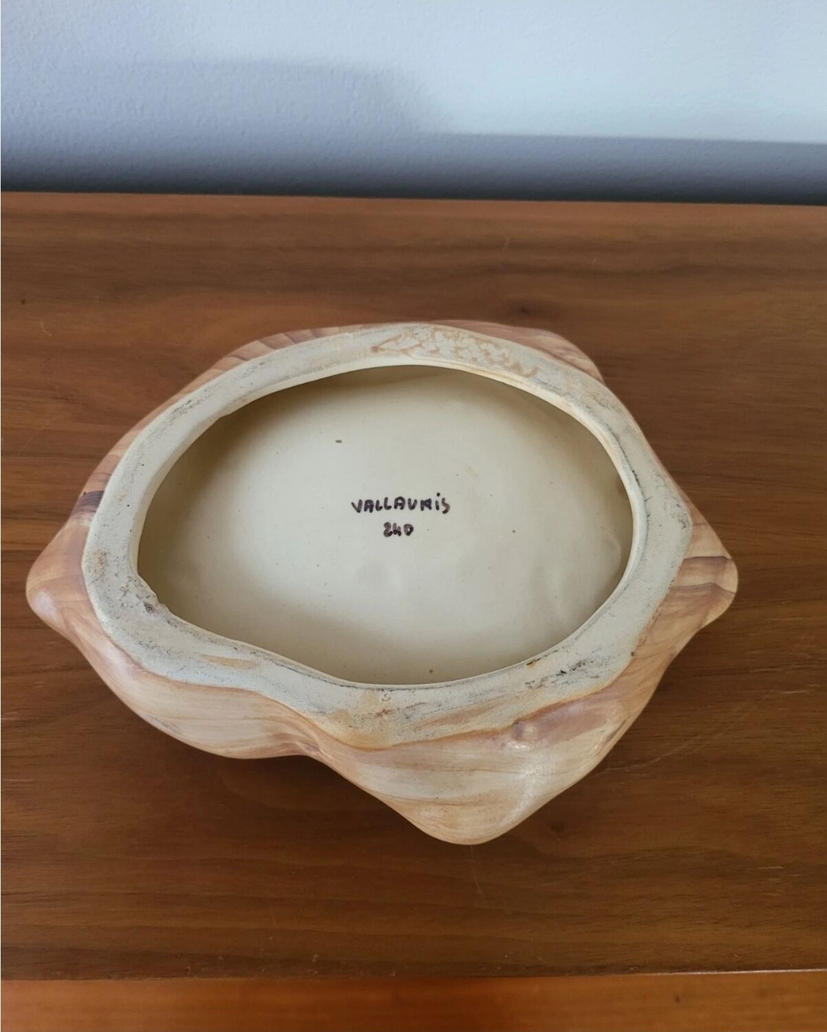 Ceramic pocket tray imitation wood Vallauris