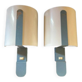 Arlus paire d'appliques métal perspex blanc vintage wall light 1960