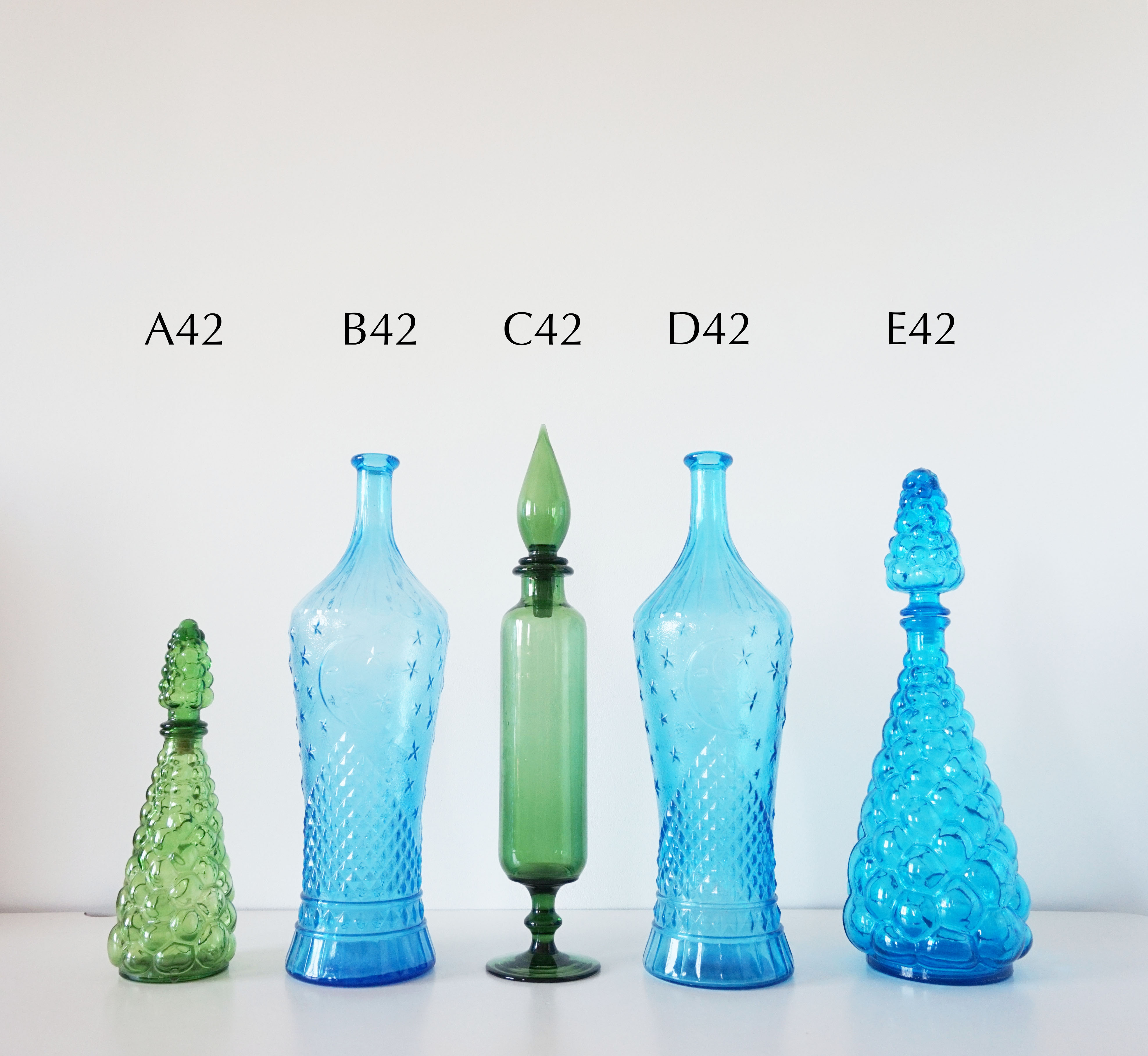 Italian decanter in green blown glass empoli