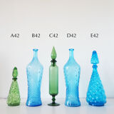 Italian decanter in green blown glass empoli