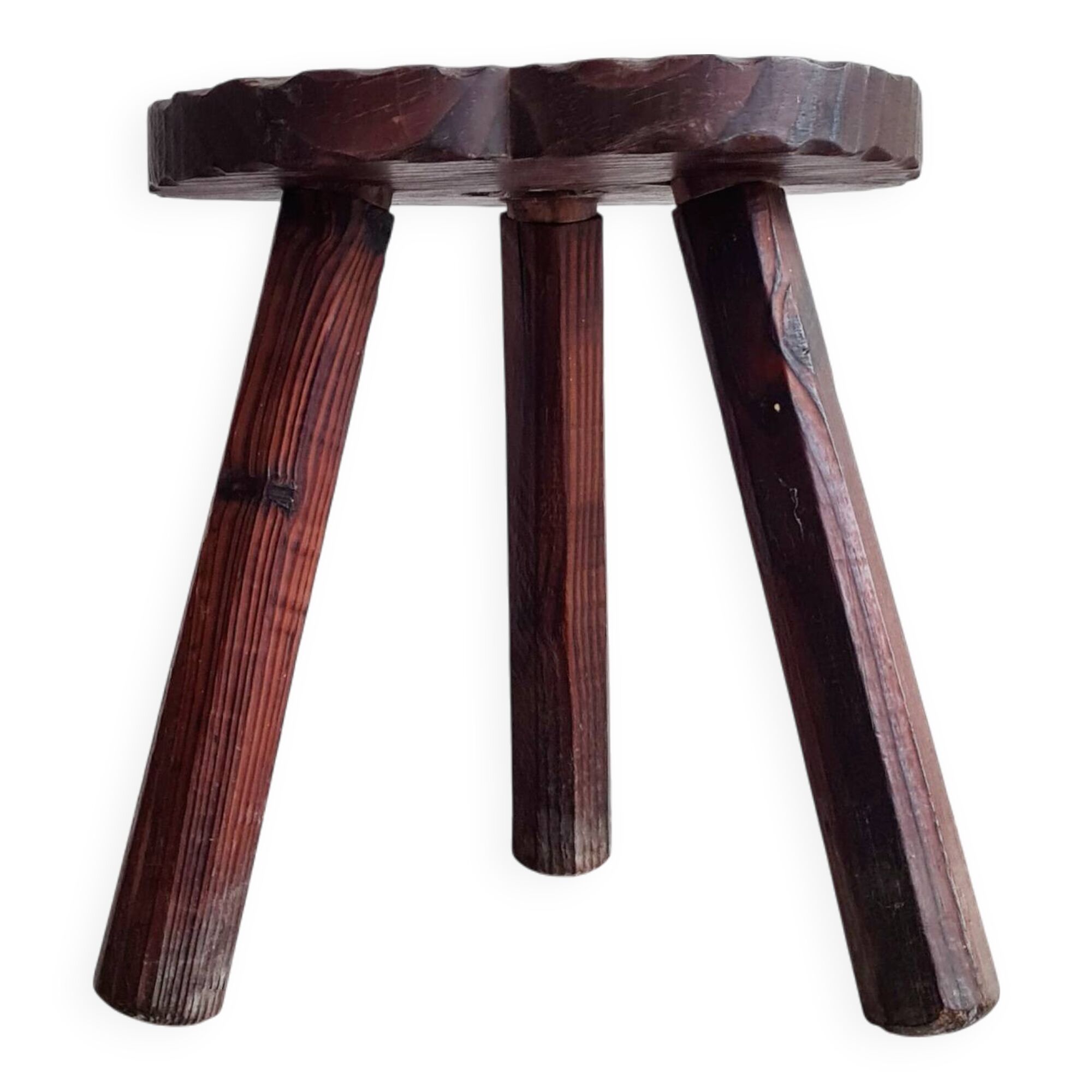 Tabouret tripode bois - look chalet brutaliste
