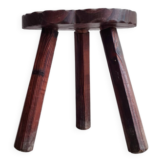Wooden tripod stool - brutalist chalet look