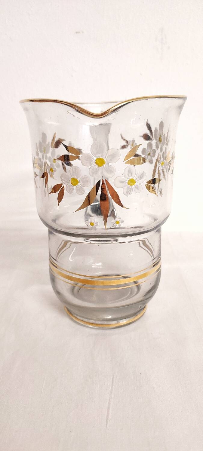 Jarra de cristal pintada a mano. Spain, 1950s.