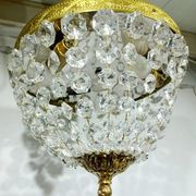 Plafonnier 3 lumières bronze et cristal