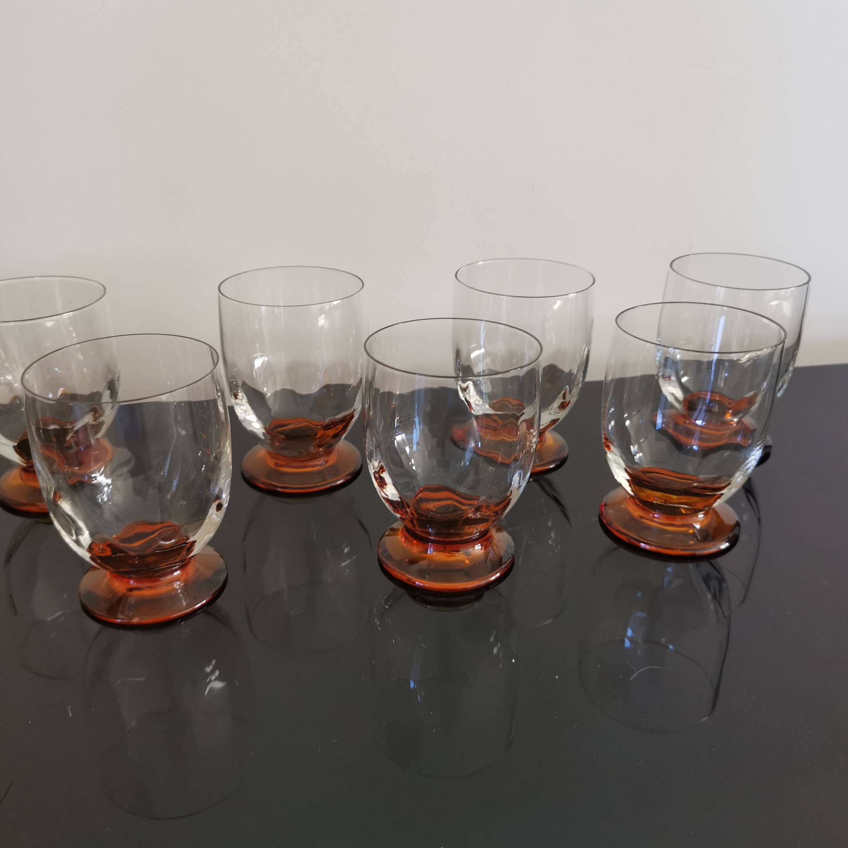 10 Art-Deco red wine glasses blown 1930