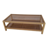 Table basse rectangulaire dorée année 70