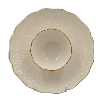 Plat vintage en porcelaine Lenox USA apéritif ou  entremets feuilles en léger relief