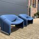 2x Artifort Groovy F598 (M-chair) blue, perfect state! Pierre Paulin