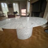 Restaurant to eat oval marble arabescato vintage Italy