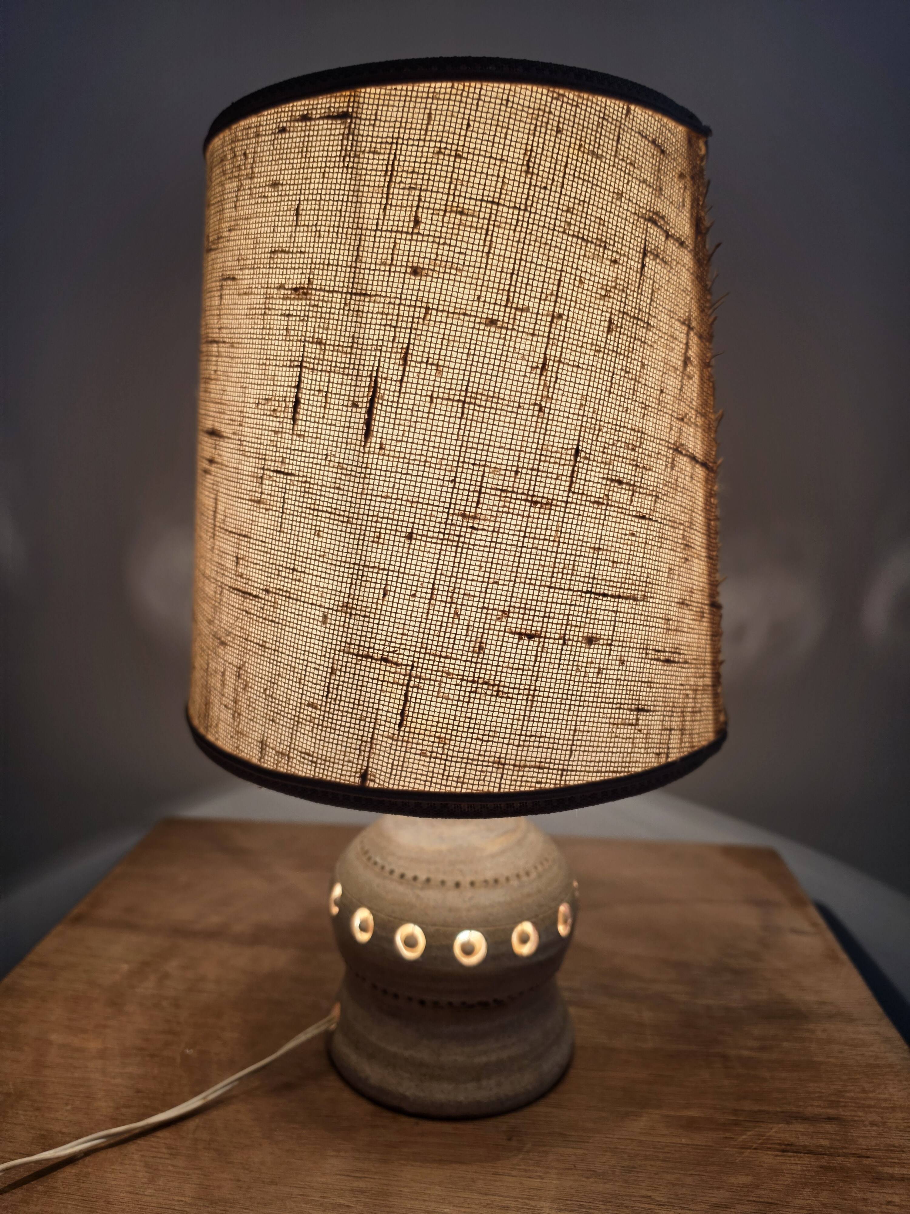 Vintage ceramic lamp with cut-outs by Georges Pelletier.
