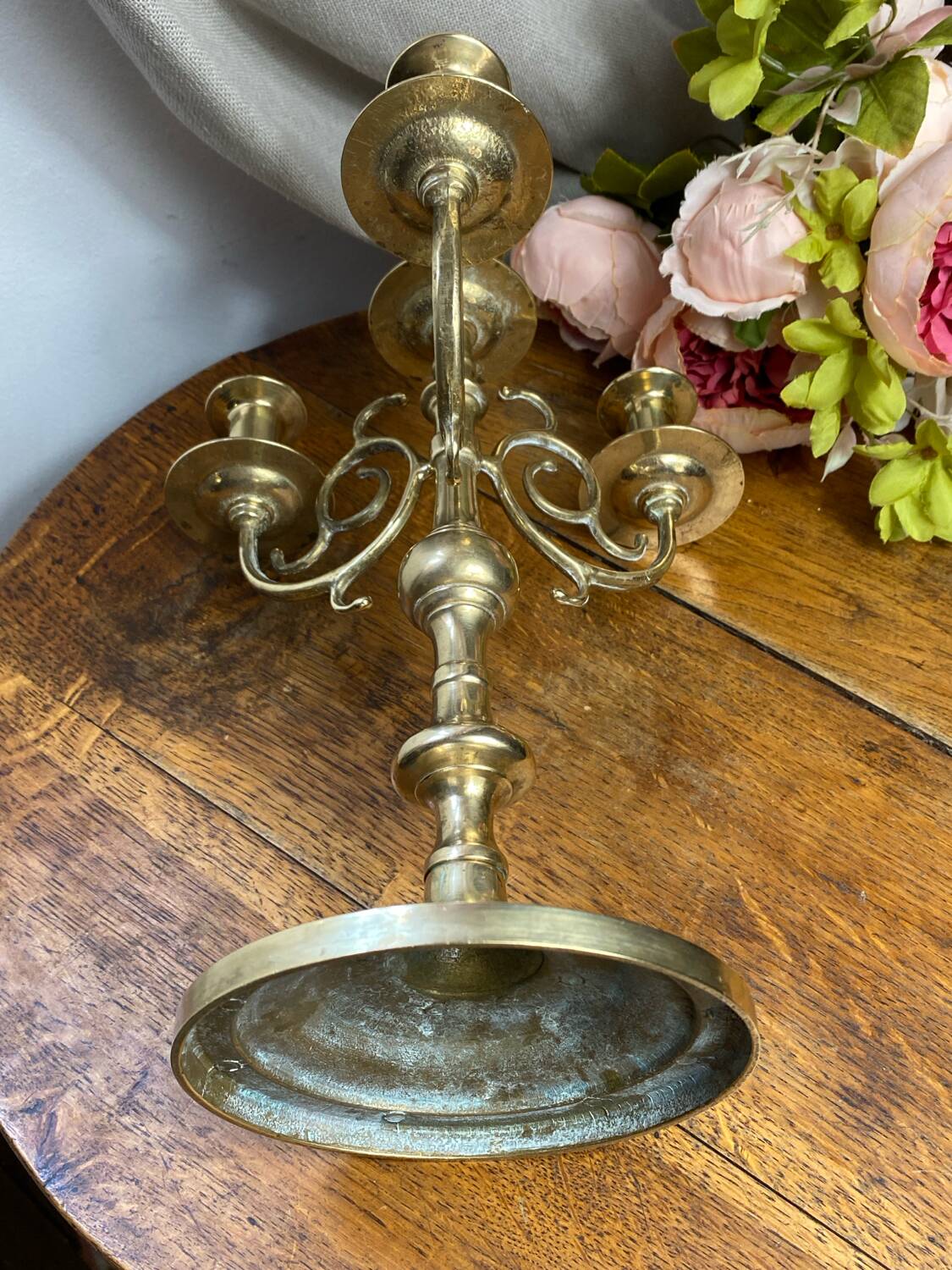 Candlestick, four-light brass candelabra
