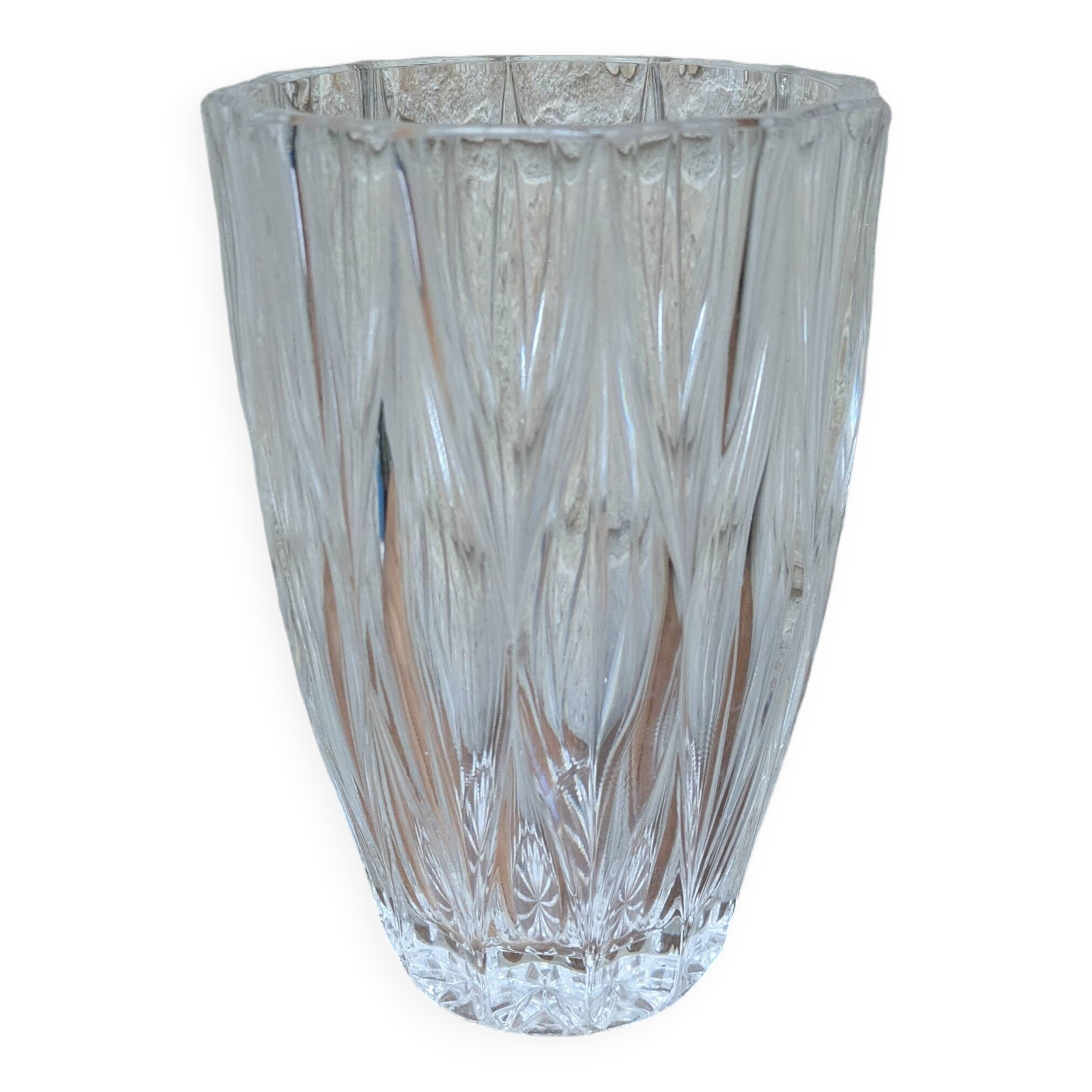 Old chiseled glass vase h16cm