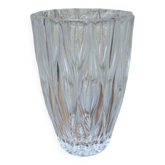 Old chiseled glass vase h16cm